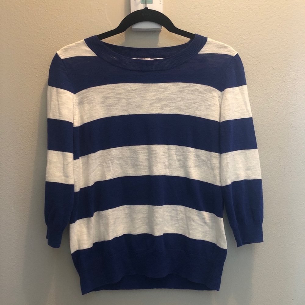 J Crew Factory Royal Blue Striped Sweater- Large